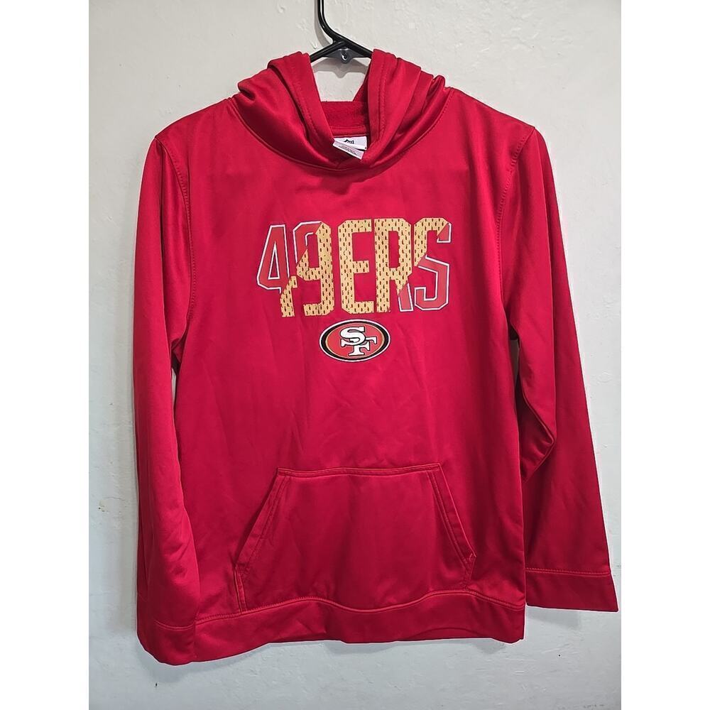 San Francisco 49ers Boys Sweatshirt XL 16 / 18 Red Hoodie Logo Graphic Pockets